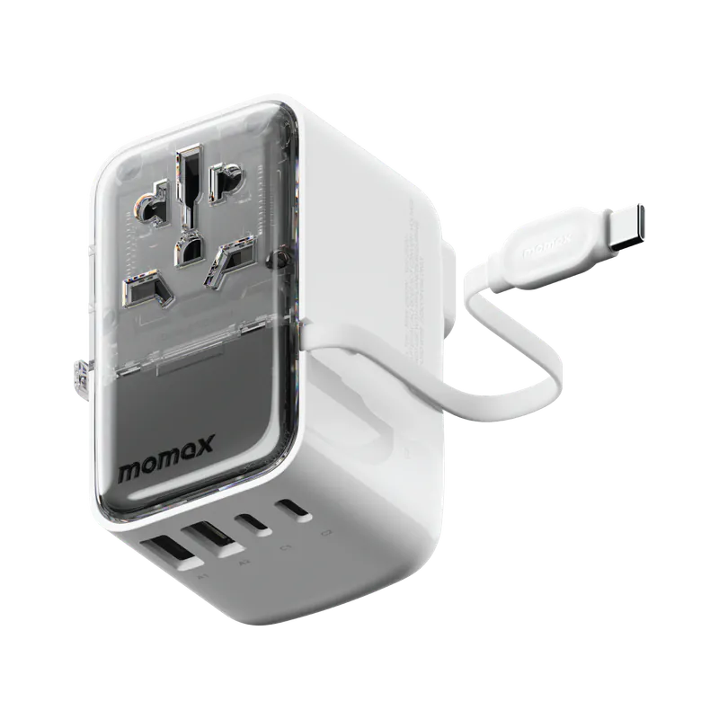 Momax 1-World+ Flow 35W 4-Port w/ Built-in USB-C Cable + AC Travel Adaptor UA21